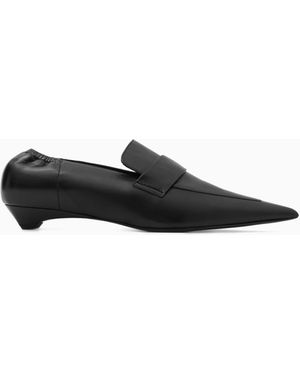 COS Pointed Leather Kitten-heel Loafers - Black