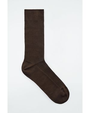 COS Ribbed Silk Socks - Brown