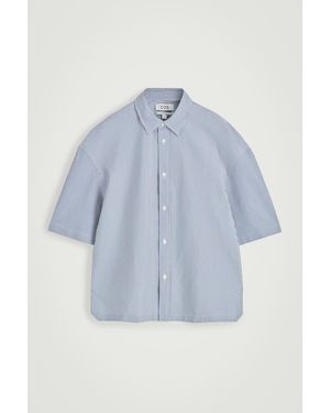 COS Boxy Cotton Short-Sleeved Shirt - Blue