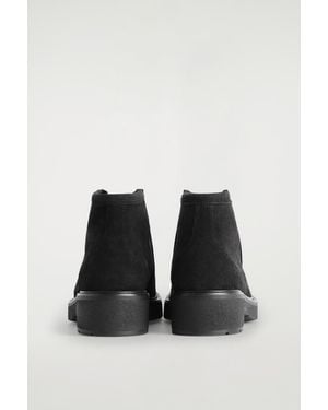 COS Lace-Up Suede Ankle Boots - Black