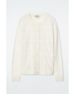 COS Windowpane-Check Cardigan - White