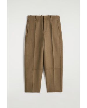 COS Double-Faced Wool Barrel-Leg Pants - Natural