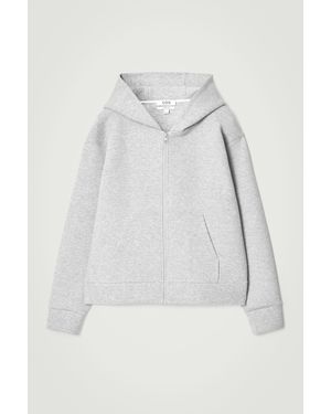 COS Oversized Scuba-jersey Zip-up Hoodie - Grey