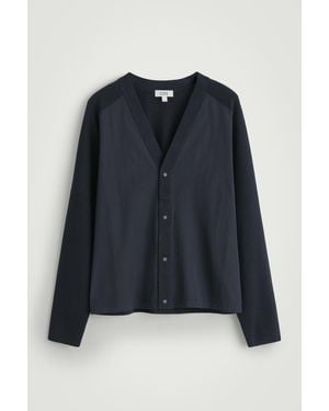 COS Nylon-Panelled Knitted Cardigan - Blue