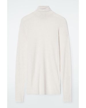 COS Merino Wool Turtleneck Top - White
