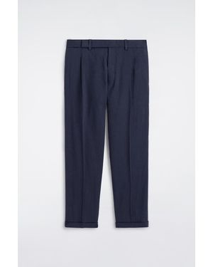 COS Linen Regular-Fit Straight-Leg Trousers - Blue