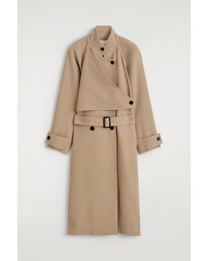 COS Wrap-Over Wool-Twill Trench Coat - Natural