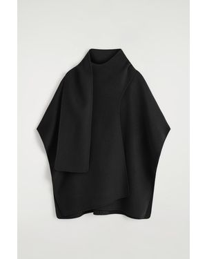 COS Double-Faced Wool Scarf Cape - Black