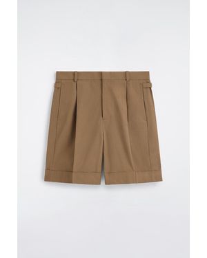 COS Pleated Cuffed Cotton Chino Shorts - Natural