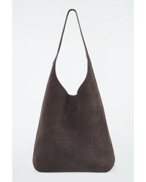 COS Serif Tote Bag - Suede - Brown
