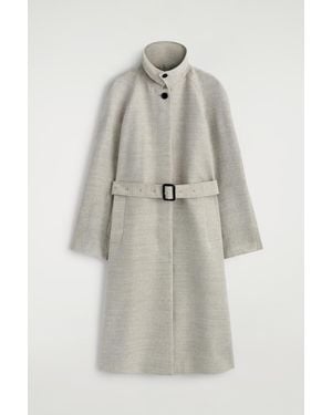 COS Linen-Wool Long Trench Coat - Grey