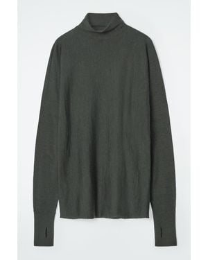COS The Funnel-Neck Merino Wool Jumper - Green