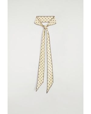 COS Polka-Dot Silk Skinny Scarf - White