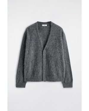 COS Brushed-Cashmere V-Neck Cardigan - Grey