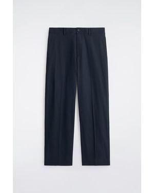 COS Cotton-Linen Relaxed-Fit Straight-Leg Trousers - Blue