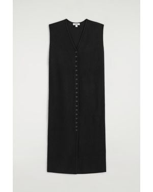 COS Buttoned Boiled Merino Wool Dress - Black