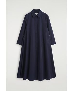 COS Voluminous Maxi Shirt Dress - Blue