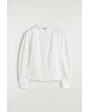 COS Collarless Cotton Shirt - White