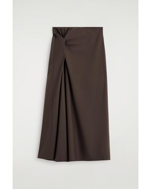 COS Twist-Detail Jersey Midi Skirt - Brown