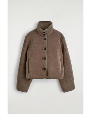 COS Funnel-Neck Teddy Jacket - Black