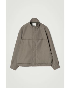 COS Twill Utility Bomber Jacket - Natural