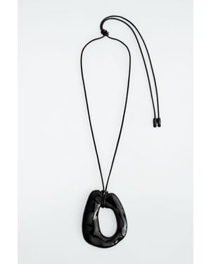 COS Molten Pendant Necklace - Black