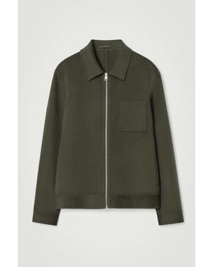 COS Double-Faced Wool Harrington Jacket - Green