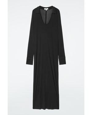 COS Scoop-neck Polo Maxi Dress - Black
