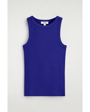 COS Ribbed Cotton Tank Top - Blue