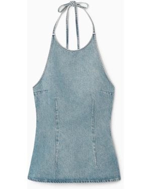 COS Denim Halterneck Top - Blue
