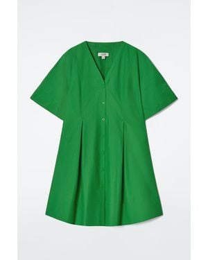 COS Pleated A-line Mini Dress - Green
