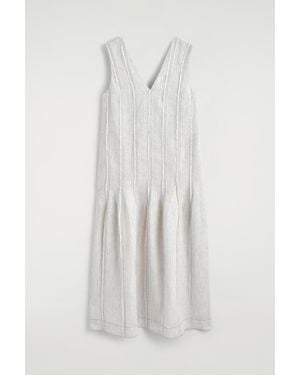 COS Sculpted Pleated Linen Midi Dress - White