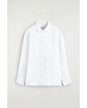 COS Embroidered-Detail Linen Shirt - White