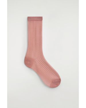 COS Ribbed Sheer Socks - Pink