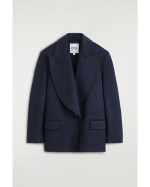 COS Tailored Draped Wool-Blend Blazer - Blue