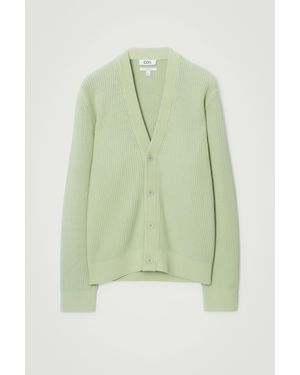 COS Acid-wash Cotton Cardigan - Green