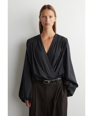 COS Wickelbluse Mit Raffungen - Schwarz