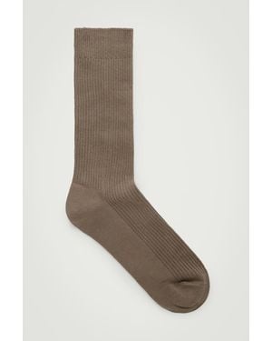 COS Ribbed Socks - Brown