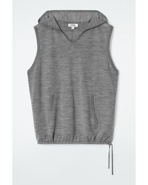COS Merino Wool Sleeveless Hoodie - Grey