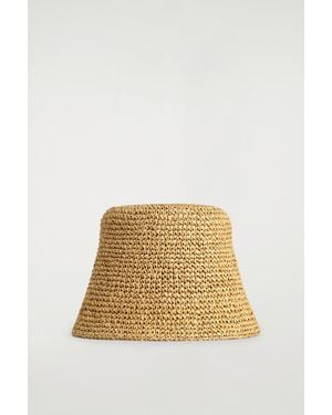 COS Sculpted Straw Bucket Hat - Natural