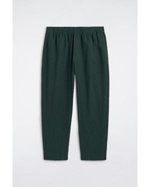 COS Crinkled-Cotton Relaxed-Fit Tapered Pants - Green