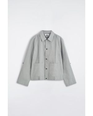COS Pintucked Cotton-Linen Overshirt - Grey