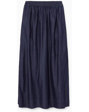 COS Gathered Denim Maxi Skirt - Blue