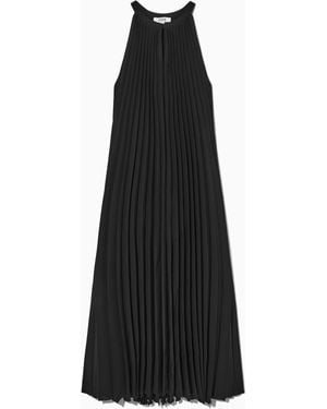 COS Pleated Halterneck Midi Dress - Black