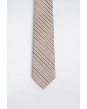 COS Striped Cotton-Silk Tie - White