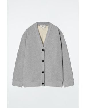 COS Double-Faced Jersey V-Neck Cardigan - Grey