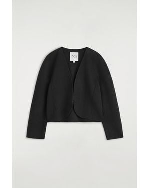 COS Cropped Double-Faced Wool-Blend Blazer - Black