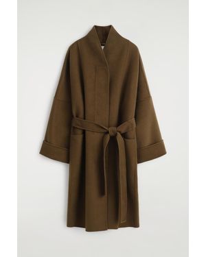 COS Oversized Double-Faced Wool Shawl Coat - Brown