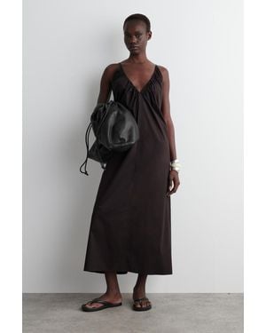 COS Gathered Vneck Maxi Dress - Schwarz
