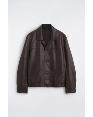 COS Leather Blazer Bomber Jacket - Brown